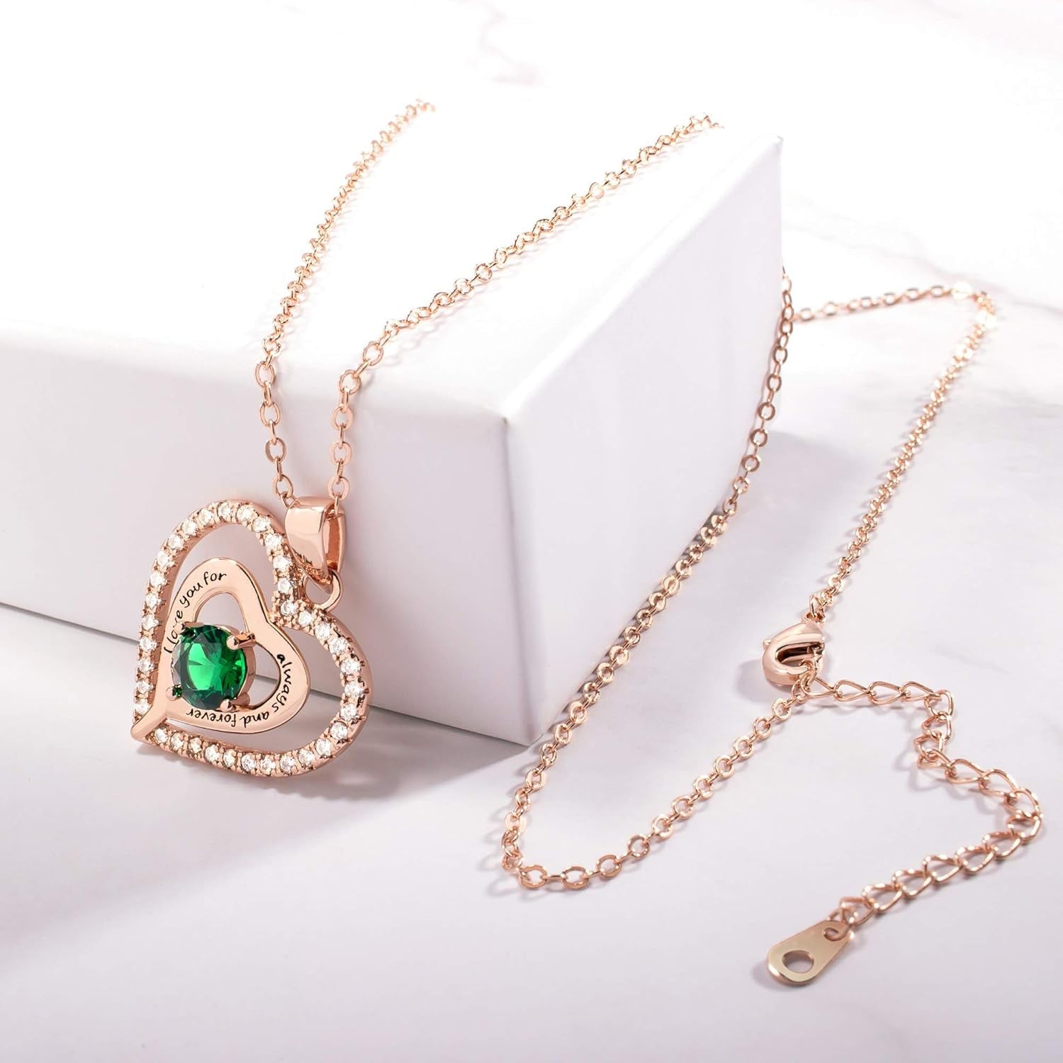 Birthstone Heart Necklace – I Love You Engraved - Bela Fils BoutiqueBela Fils Boutique